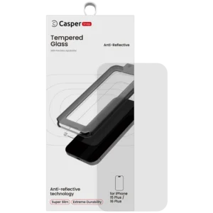 Casper Snap Tempered Glass Screen Protector Compatible For iPhone 15 Plus / 16 Plus (AR Clear)